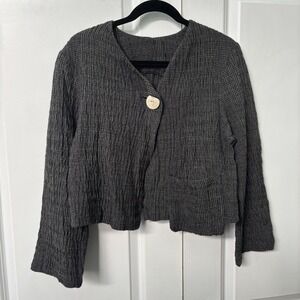 Tutta Natura Germany Cardigan Blazer Womens Gray Wool Blend Lagenlook Artsy Boho